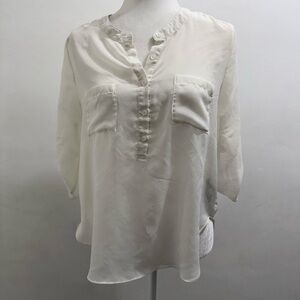 Forever 21 Relaxed Cream Button-Placket Tunic Top Size M EUC